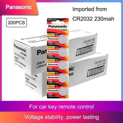 PANASONIC 200pcs 3v Cr2032 Cr 2032 Coin Button Lithium Batteries Watch Clock Bateria Relogio Celular For Electronic Scale Toys