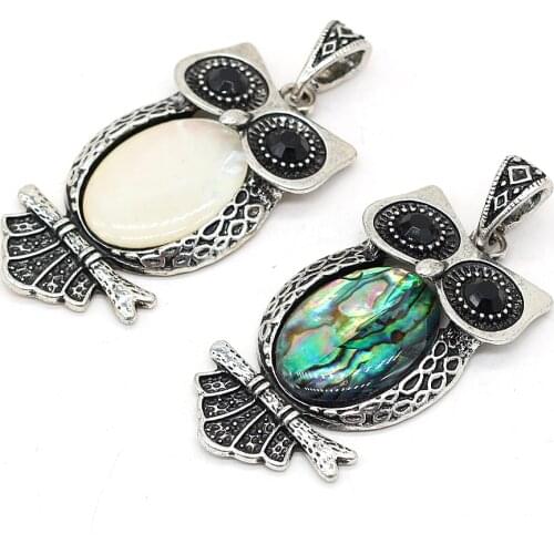 Natural Shell Pendant Necklace Accessories Owl Shape Abalone White Shell Charms For Jewelry Making Bracelet Earrings Toy Gift