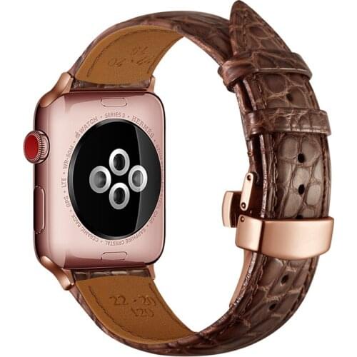 Strap for Apple watch band 42mm 38mm 44mm 40mm Italy alligator high quality Genuine Leather apple watch 6 4 5 3 iwatch bracelet