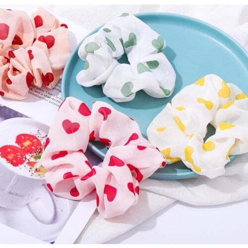 Dot Heart Scrunchie Summer Elastic Hair Bands Fashion Headband For Women Girls Ponytail Holder Hair Accessories