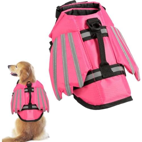 Pet Dog Life Jacket Quick Drying Cute Dog Lifesaver Preserver With Reflective Stripes Handle for Swimming Beach Boating