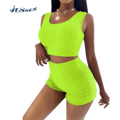 Yoga Sports Suit For Female Seamless Crop Tank Top And High Waist Shorts Two Piece Fitness Outfit Suit Pure Breathable Tracksuit