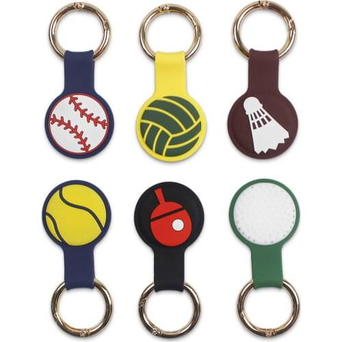 Sport Motif Baseball Soccer Silicone For Apple Airtags Case Keychain Protective For Airtag Tracker Locator Device Anti-lost