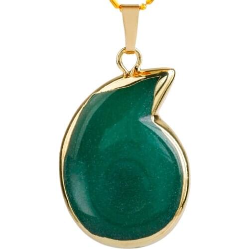 SUNYIK Green Aventurine Spiral Swirl Gem Stone Healing Reiki Charms Pendant Jewelry (Free Chain)