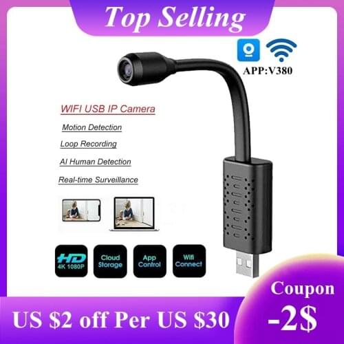 Mini Camera Surveillance Cameras With Wifi IP USB Full HD 1080P P2P CCTV SD Card Cloud Storage Smart AI Human Detection V380 APP
