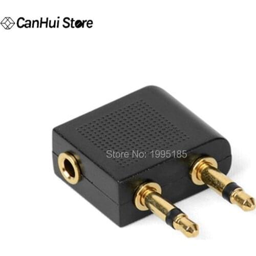 Universal 3.5mm to 2 x 3.5mm Airplane Headphone Earphone Audio Adapter Converter Connector Airline Jack