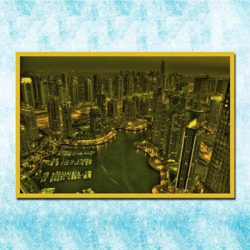 Vintage City Night Landscape Art Silk Poster Canvas Retro Print For Home Room Decor Decoration-007