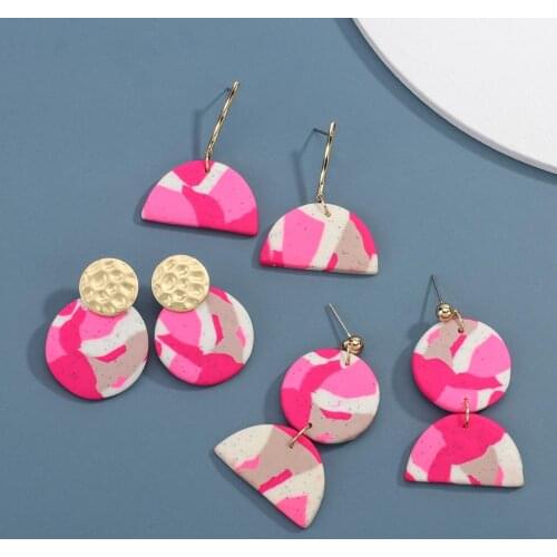 AENSOA Women Polymer Clay Drop Earrings 2021 Trendy Dangle Earring Unusual Rose Red Pendant Earrings Wedding Party Jewelry