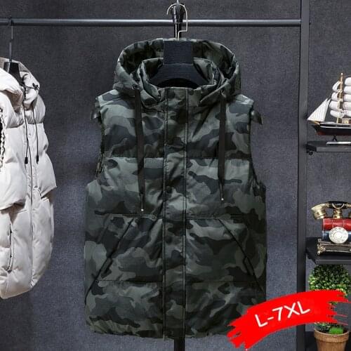 Winter Man Women Plus Size 5XL 6XL 7XL Parka Vest Waistcoat Jackets Camouflage Sleeveless Jackets Warm Parka Jacket Waistcoat