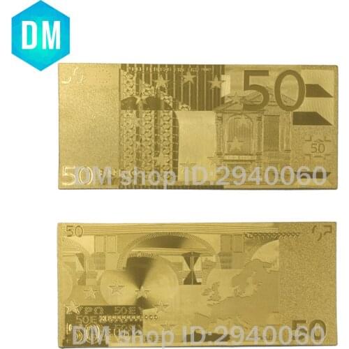 50 EURO 24K Gold Foil Banknote Colored Gold Plated EUR BanknoteFake Paper Money Bill for Collection Home Decoration