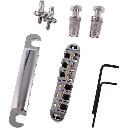 1 Set Metal Roller Saddle Bridge & Tailpiece for Guitar Parts DIY