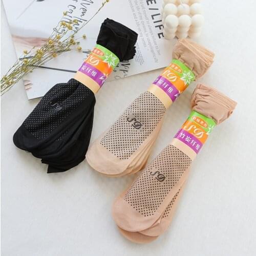 10 Pairs/Lot New Velvet Silk Women Socks Cotton Bottom Soft Non Slip Sole Massage Wicking Slip-resistant Summer Wholesale Sock