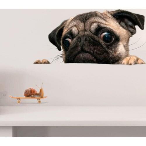 20cm * 30cm 3D Pug Dogs Watch Snail Car Sticker Cartoon Car Styling Wall Home Glass Window Door Laptop Truck Vinyl Decals