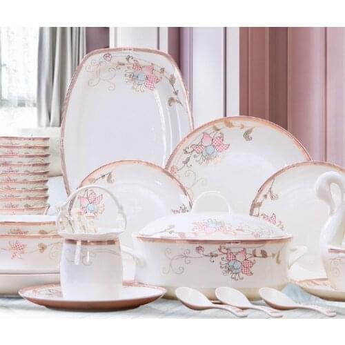2021 Bone China Tableware European Household Creative Ceramic Bowls Dishes Kitchen Tableware Dish Gift Combination Dinnerware