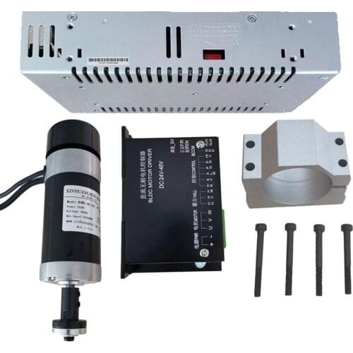 48v 500W Angle Grinder Brushless Spindle Motor+57MM Clamp with Screws+ 48V Brushless Motor Driver+48VDC 10.5A Power Supply