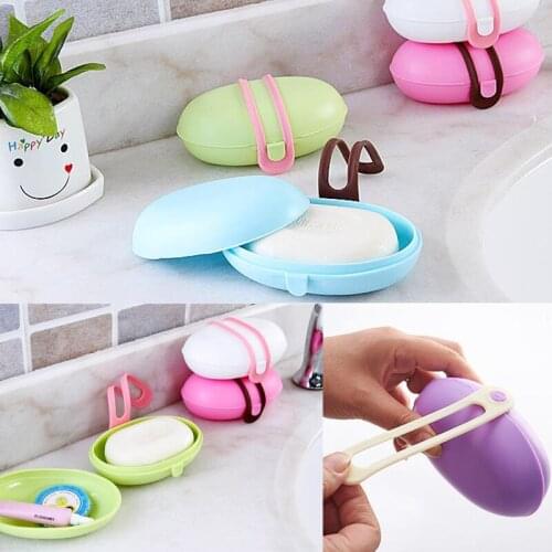5 Color Bathroom Soap Storage Dish Plastic Soap Holder Case Silicone Lock Portable Travel Seal Soap Box Bathroom Storage Gadgets