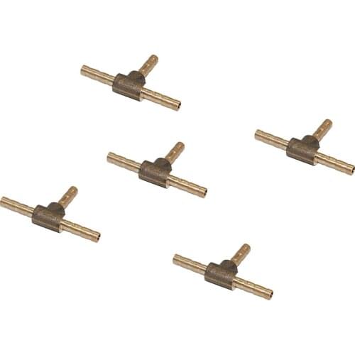 5pcs T Shaped 3 Way Brass Hose Barb Fittings Pipe Tube Connectors