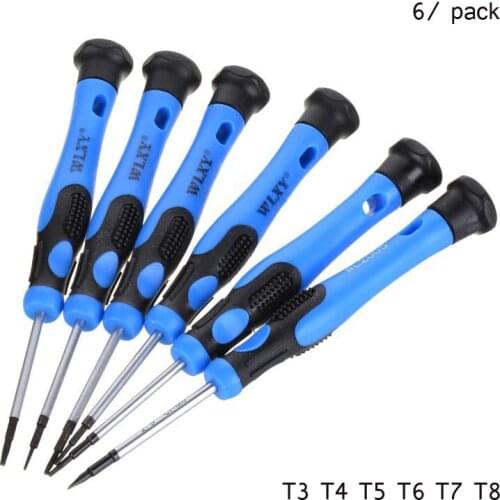 6 pcs/ pack) T8 T7 T6 T5 T4 T3 Screwdriver CRV Steel Hexagonal Hex Screwdriver Precision Repair Tool Magnetic Tip Screw Driver