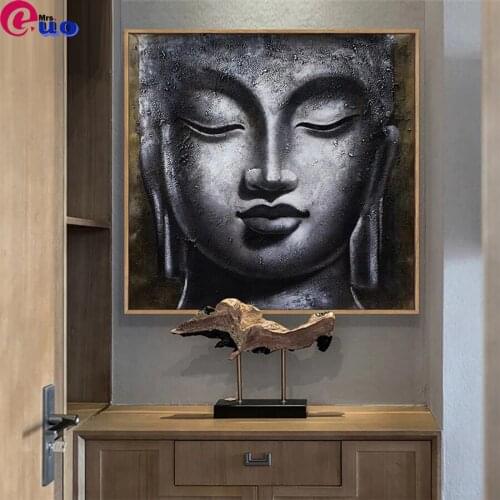 Diamond Embroidery Abstract art, black and white buddha statue, religion 5D DIY Diamond Painting Diamond Mosaic needlework