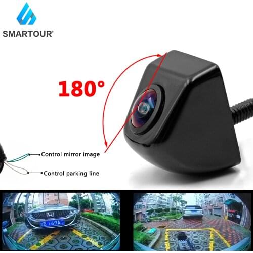Smartour 180 Degree Angle reference line Line Car Rear View Reverse Backup Camera Fisheye Lens Parking Monitor 1080P