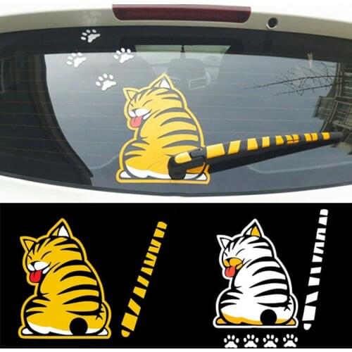 Car Stickers Cartoon Cats Moving Tail Rear Window Wiper Reflective Decals Car Styling