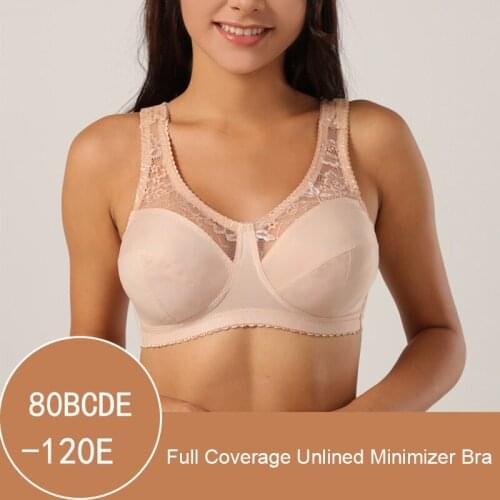 Full Cup Push Up Bras For Full-figured Women Sexy Lace Wire Free Minimizer Bralette Female Lingerie Ultra-Thin Unlined Underwear