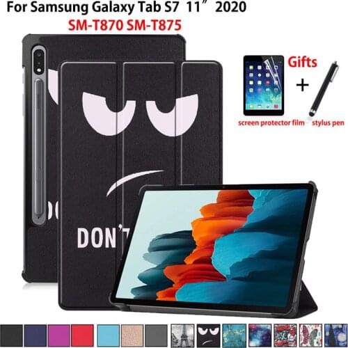 Case For Samsung Galaxy Tab S7 2020 SM-T870 SM-T875 T870 T875 11" Cover Funda Print Pattern Folding Stand Coque Shell +Gift