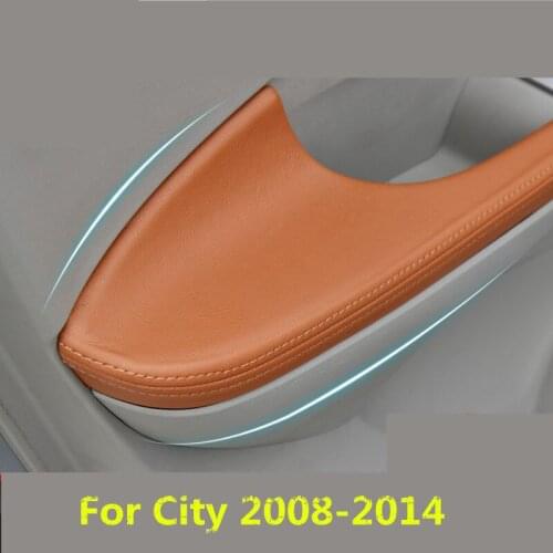 Decorated Protected Microfibre Leather Interior Doors Armrest Cover For Honda City 2008 19 10 11 12 13 2014 AAB005
