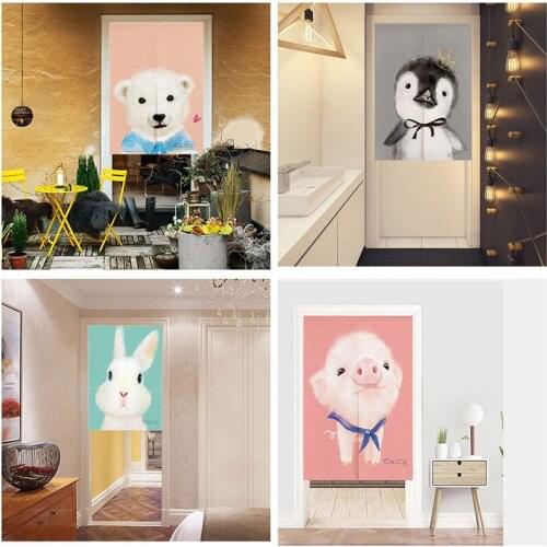 Cartoon Animal Children Flannelette Door Curtain Kitchen Bedroom Half Panel Curtain Shower Toilet Curtain Home Decoration