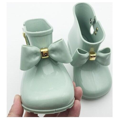 Big Size Children Boots Mini Girls Rainboots bowknot Jelly Shoes Boys Rain Boots Short Water Shoes Children Boots 4 colors