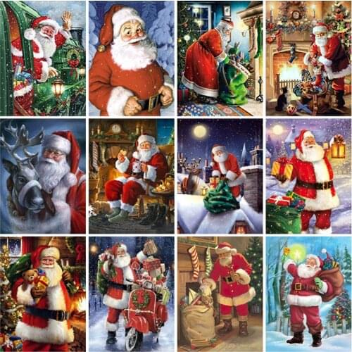 Diy 5D Diamond Painting Christmas Gift Santa Claus Diamond Embroidery Mosaic Cross Stitch Kits Crafts Home Decor Wall Art