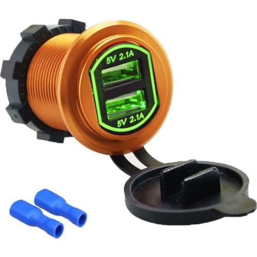 4.2A Dual USB Charger Socket Adapter Power Outlet With LED Light For 12V 24V Car Motorcycle Waterproof To Protect
