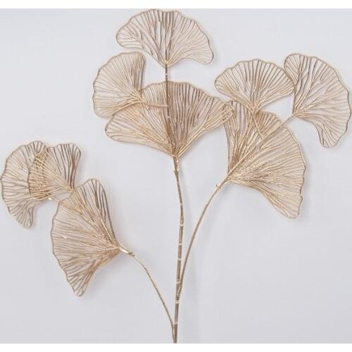 1pc Gold Fan Leaf Simulation Plants Home Christmas Balcony Living Room Desk Decoration Wedding Party Flower Arrangement