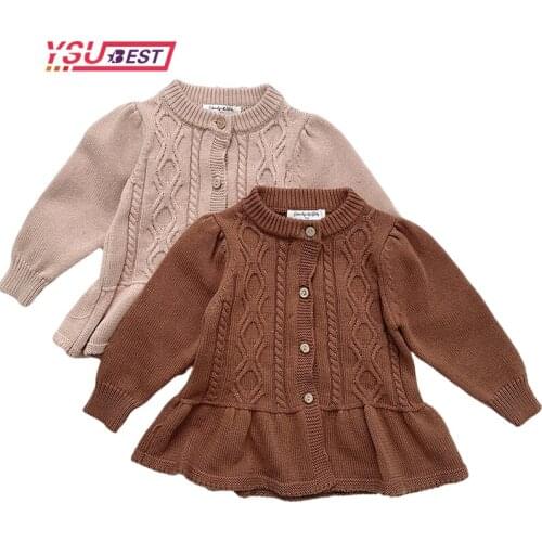 Toddler Children Girls Cardigan Sweater Girls' Knitted Coat Winter Kids Baby Girls Autumn Full Sleeve Solid Knitted Outwear Coat