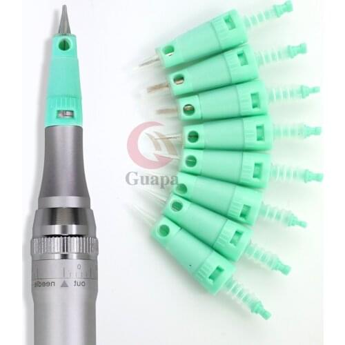 Green Color Bayonet Tattoo Cartridge Needles Permanent Makeup Eyebrow Lip Tattoo Needles with 1P 3P 5P 5F 7F Needle Cartridge