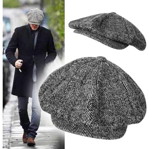 Casquette Wool Newsboy Caps Men Grey Herringbone Flat Caps Women Coffee British Painters Hat Autumn Winter Caps And Hats BLM09