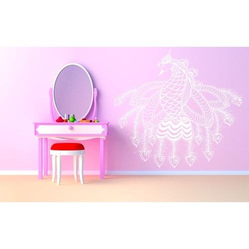 Beautiful Wall Girls Women Room Decor Art Decal Peacock Bird Vinyl Sticker Mural Nursery Decals Wall Tattoo New Arrivals LA307