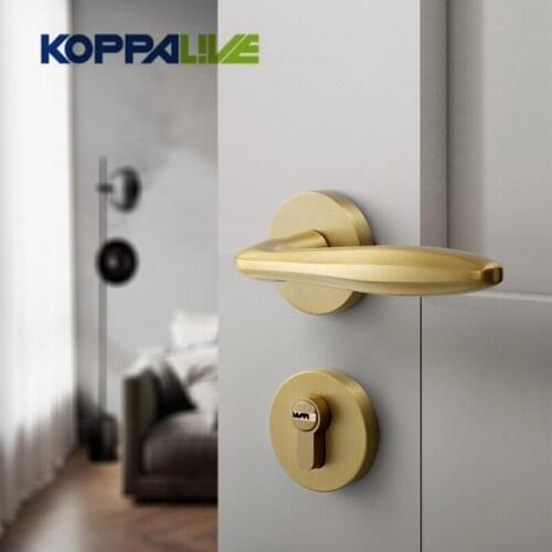 KOPPALIVE Simple Style Round Smooth Brass Mortise Door Lock Set Lever Door Pull Handle