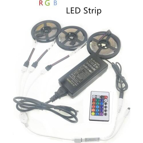 5M10M15M 2835 5050 Led Strip DC12V RGB Flexible Tape Led Ribbon Led Strip Light With IR Remote For Home kitchen Christmas Party