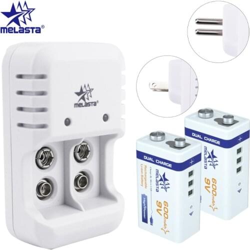 9V 6F22 PPP3 USB 600mAh Lipo rechargeable lithium ion battery+9V LED Charger for smoke alarm wireless microphone Guitar Intercom