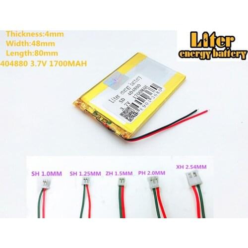 404880 1700mAh 3.7V polymer rechargeable battery FOR MP3 MP4 MP5 PDA GPS 1700mAh 3.7V 404880 PLUG Lithium polymer battery