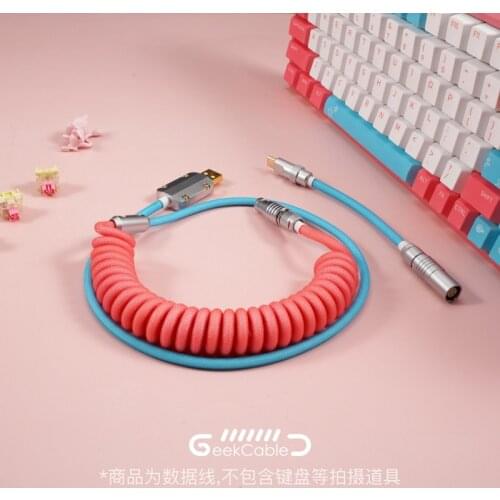 GeekCable Handmade Mechanical Keyboard Cable Theme Cable For IQUNIX F96 Colorful Summer Peach Milkshake Colorway Line