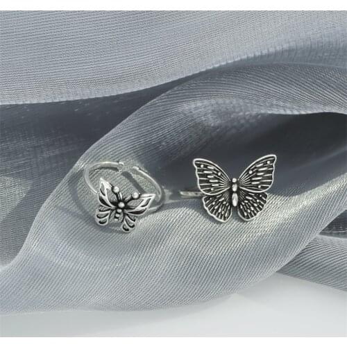 Fashion Simple Hollow Design Butterfly Ring For Women Silver Color Adjustable Open Finger Rings Minimalist Party Jewelry Gift