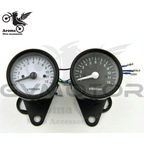 Retro motorcycle Motorcycle Dual Odometer Speedometer Gauge LED Backlight Signal Light Universal Digital Speedometer black white