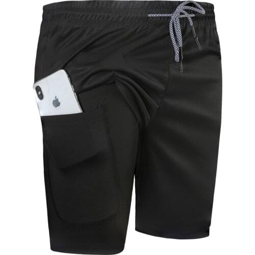 2020 Mens 2 in 1 Running Shorts Sport Shorts Men Quick Dry Fitness Shorts Double-deck GYM Jogging Sports Shorts Short Pants Male
