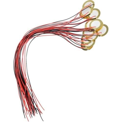 New 15Pcs 27mm Piezo Discs with Leads Mic Drum Trigger Acoustic Pickup for Acoustic Guitar