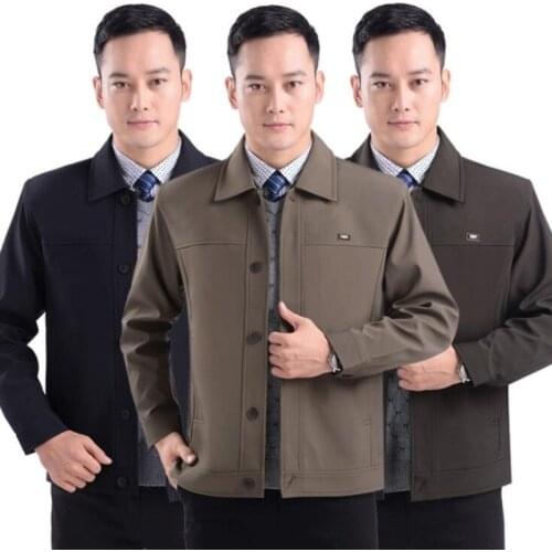 New Winter Mens Jackets Turn-Down Collar Cotton Overcoat Middle-Aged Man Casual Zipper Coat Plus Size Clothing