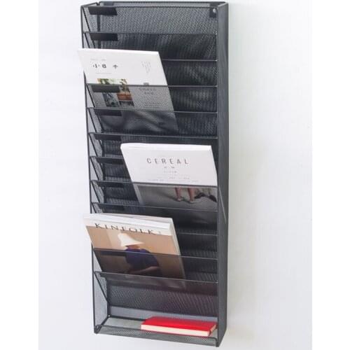 Clearance!\Classification of wall hanging file rack newspaper rack 12 grid 5 bar magazine bar iron A4 display frame hanging wall