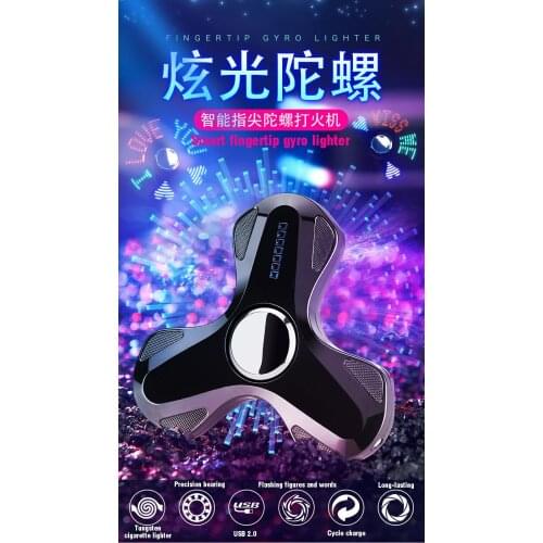 Rechargeable Lighter Lightning Arc Cigarette Lighter Triangle Fingertip Rotating Gyro Arc Lighter Spit Gun Igniter