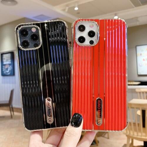 Luxury Trunk Plating Frame Phone Case for iPhone 12 Pro Max 11 XS X XR 6 7 8 Plus SE 2020 Soft Shockproof Silicone Back Cover